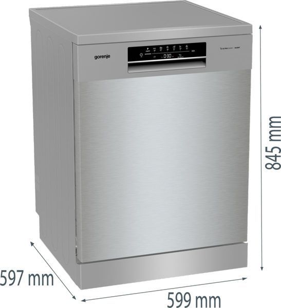Посудомийна машина Gorenje, 16компл., A+++, 60см, дисплей, 3 кошика, AquaStop, сірий (GS643E90X) 374409 фото