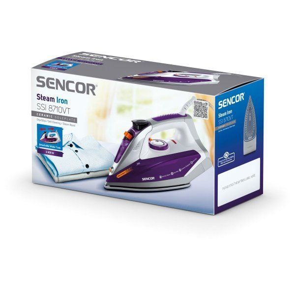 Праска Sencor, 2400Вт, 200мл, паровий удар -120гр, постійна пара - 25гр, Anti-calc, керам. підошва, фіолетовий (SSI8710VT) 376125 фото