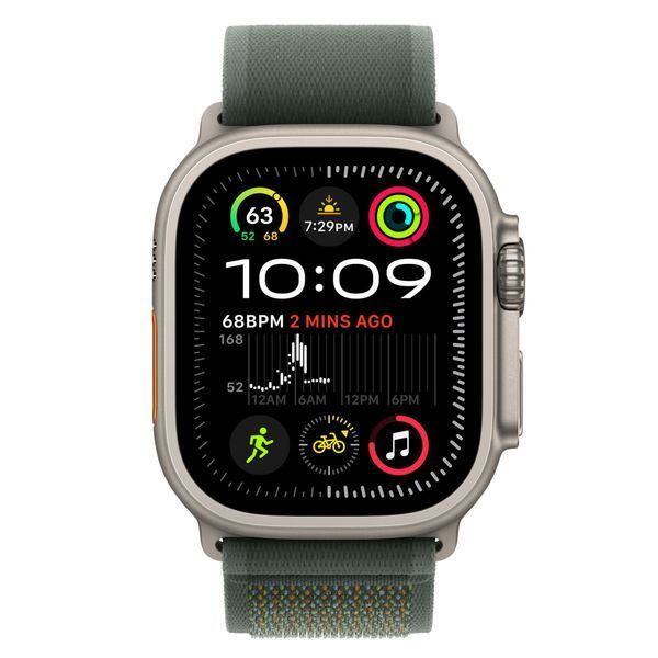 Ремінець Apple Watch Trail Loop Band S/M Для Watch 49mm - Natural Titanium Finish - Green (MXTN3) 328478 фото