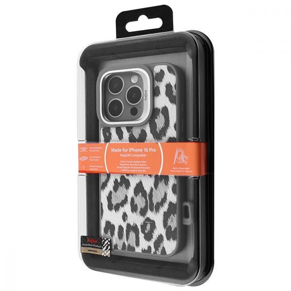 Чохол Kajsa Leopard Pattern with Magnetic Ring iPhone 16 Pro gray 400129 фото