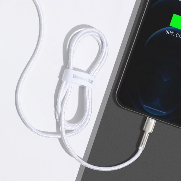 Кабель Baseus Cafule Metal Data USB кабель Type-C to iP PD 20W 1m (CATLJK-A02) White 214544 фото