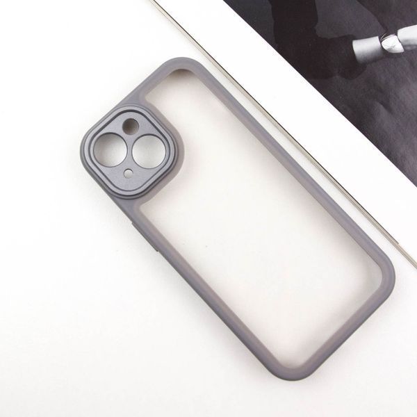 TPU чохол Transparent + Colour 1,5mm для Apple iPhone 15 (6.1") Grey 296092 фото
