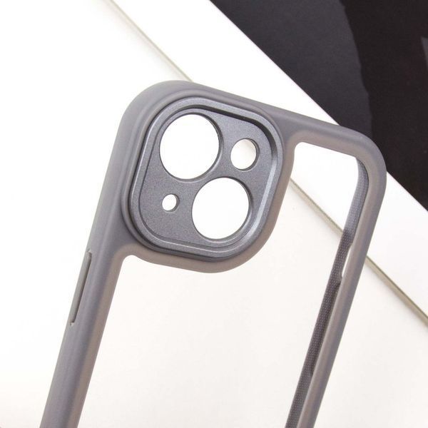 TPU чохол Transparent + Colour 1,5mm для Apple iPhone 15 (6.1") Grey 296092 фото