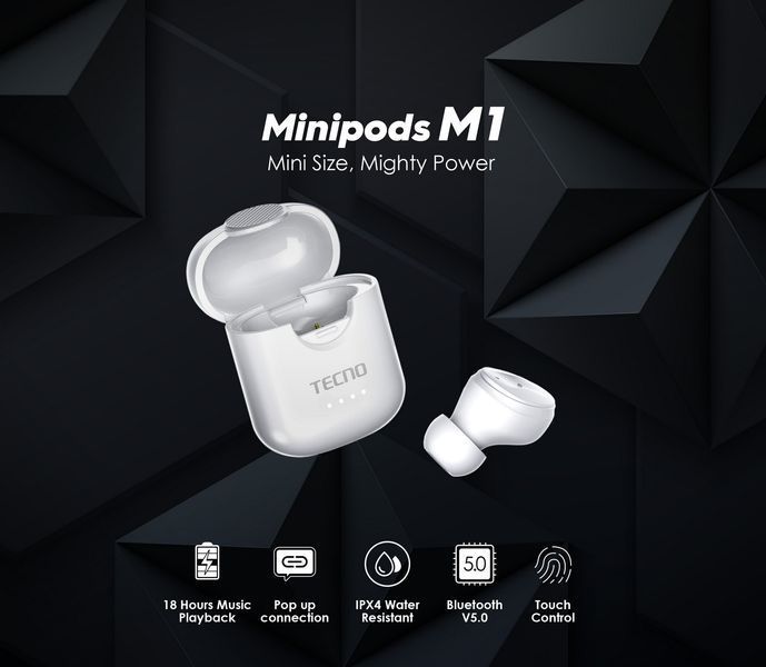 Гарнітура TECNO Minipods M1 Mono White (4895180759475) 365780 фото