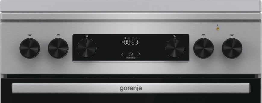Плита Gorenje комбінована, 71л, 60x60см, дисплей, чавун,з кришкою, програматор IconLed,нерж (GKS6C71XF) 375158 фото