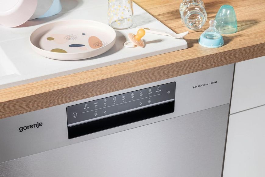 Посудомийна машина Gorenje, 16компл., A+++, 60см, дисплей, 3 кошика, AquaStop, сірий (GS643E90X) 374409 фото