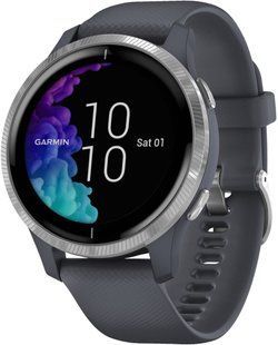 Смарт-годинник Garmin Venu Silver Stainless Steel Bezel w. Granite Blue and Silicone B. (010-02173-01,010-02173-03) 286453 фото