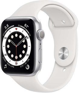 Смарт-годинник Apple Watch Series 6 44mm Silver Aluminum Case With White Sport Band (M00D3) 165099 фото