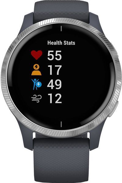 Смарт-годинник Garmin Venu Silver Stainless Steel Bezel w. Granite Blue and Silicone B. (010-02173-01,010-02173-03) 286453 фото