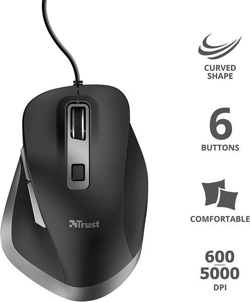Миша Trust Fyda ComFortable ECO, USB-A, чорно-сірий (24728_TRUST) 372776 фото