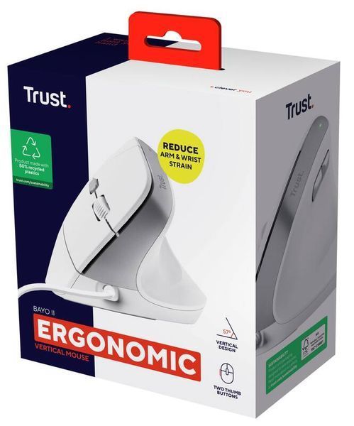 Миша Trust Bayo 2 Ergonomic, USB-A, біла 379642 фото