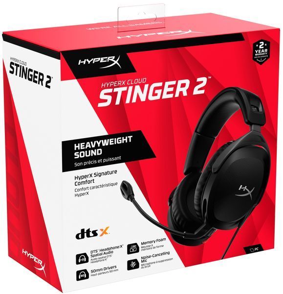 Гарнітура ігрова HyperX Cloud Stinger 2, mini-jack/dual 3.5мм, 2м/0.15м, чорний (519T1AA) 362896 фото