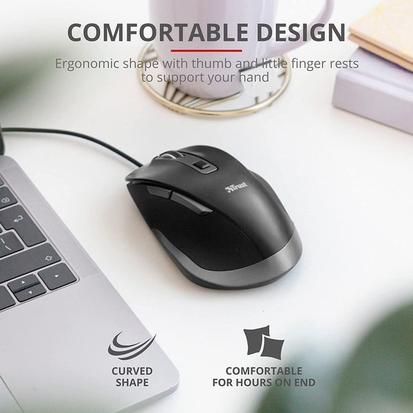 Миша Trust Fyda ComFortable ECO, USB-A, чорно-сірий (24728_TRUST) 372776 фото