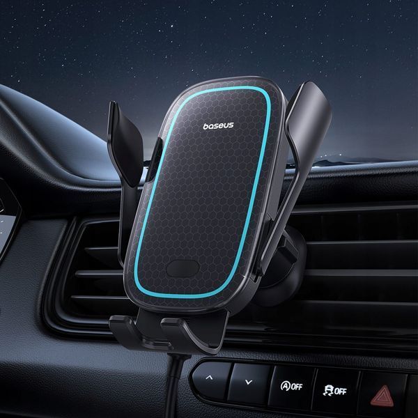 Автомобільний тримач З бездротовою зарядкою Baseus Milky Way Pro 15W (C40357000111-00) Black 281225 фото