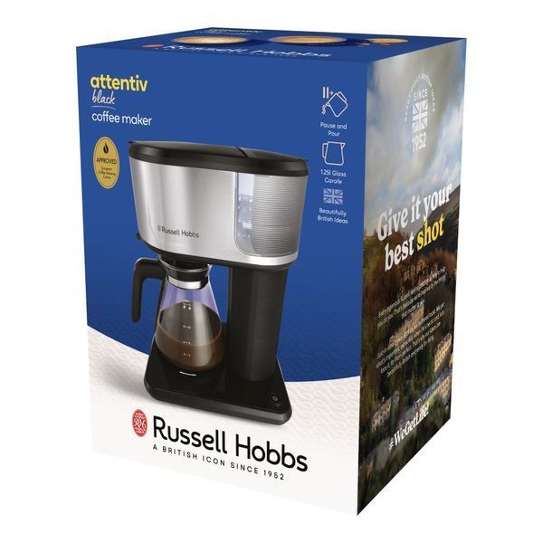 Кавоварка Russell Hobbs Attentiv, 1.25л, мелена, чорно-срібний (26840-56) 363723 фото
