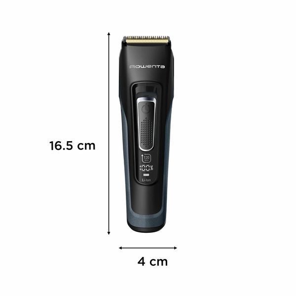 Машинка для стрижки Rowenta Advancer, для бороди, вусів, голови, мережа+акум., роторний мотор, насадок-3, кейс, титан.напил., темно-синій (TN5244E0) 371485 фото