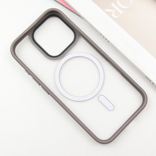 TPU+PC чохол Metal Buttons with MagSafe для Apple iPhone 16 Pro (6.3") Сірий 318284 фото