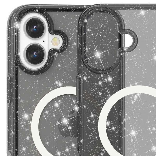 Чохол TPU Galaxy Sparkle (MagFit) для Apple iPhone 16 (6.1") Black+Glitter 317017 фото