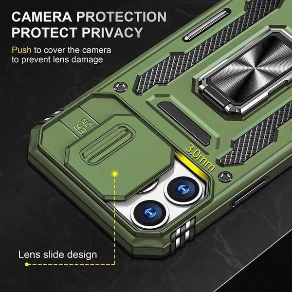 Ударостійкий чохол Camshield Army Ring для Apple iPhone 12 Pro / 12 (6.1") Оливковий / Army Green 283603 фото