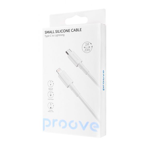 Кабель Proove Small Silicone Type-C to Lightning 20W (1m) (CCSM20002102) White 286740 фото