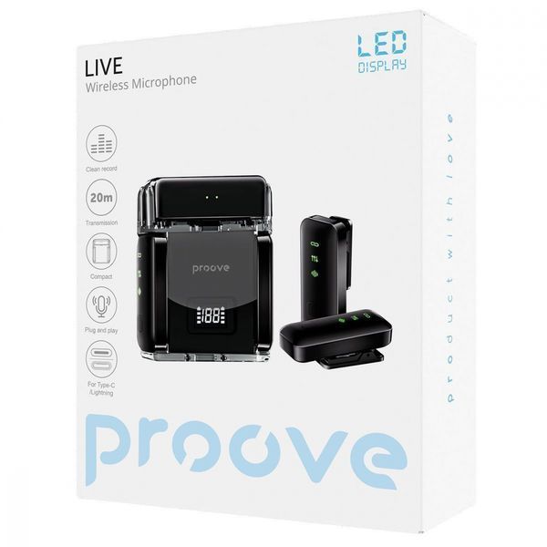 Бездротовий петличний мікрофон Proove Live (PLWM00012101) Black 323391 фото