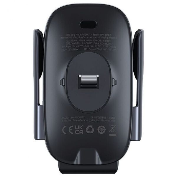 Автомобільний тримач З бездротовою зарядкою Baseus Milky Way Pro 15W (C40357000111-00) Black 281225 фото