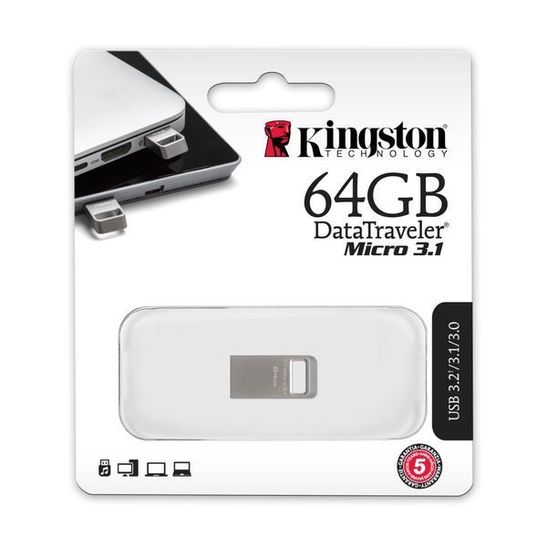Накопичувач Kingston 64GB USB 3.2 Type-A Gen1 DT Micro R200MB/s Metal (DTMC3G2/64GB) 374871 фото