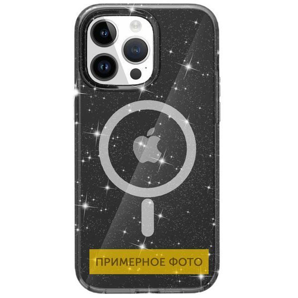 Чохол TPU Galaxy Sparkle (MagFit) для Apple iPhone 16 (6.1") Black+Glitter 317017 фото