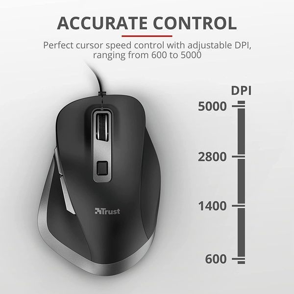 Миша Trust Fyda ComFortable ECO, USB-A, чорно-сірий (24728_TRUST) 372776 фото