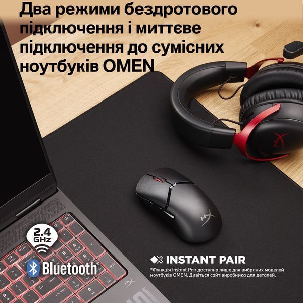 Миша HyperX Pulsefire SAGA PRO, RGB, USB-A/WL/BT, чорний (A2PB2AA) 367133 фото