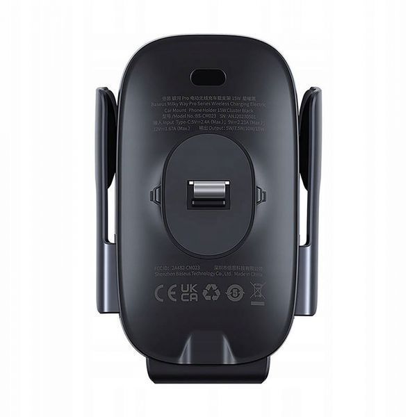 Автомобільний тримач З бездротовою зарядкою Baseus Milky Way Pro 15W (C40357000111-00) Black 281225 фото