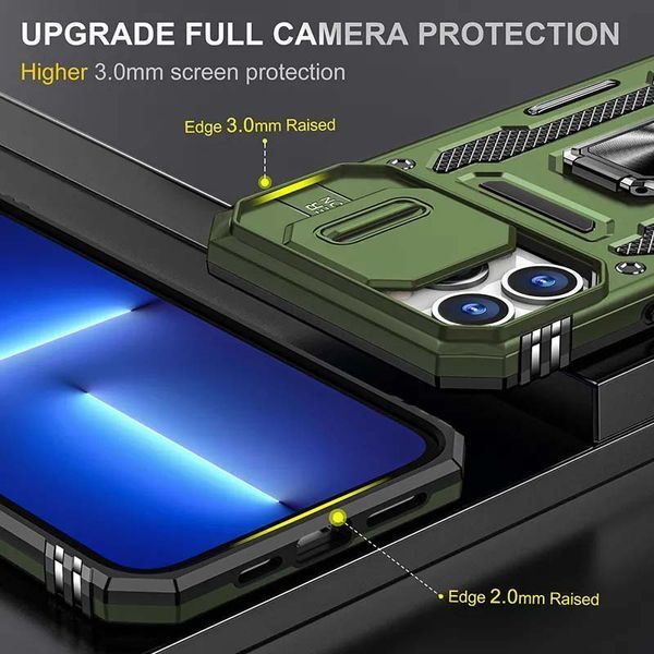 Ударостійкий чохол Camshield Army Ring для Apple iPhone 12 Pro / 12 (6.1") Оливковий / Army Green 283603 фото