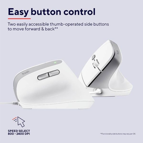 Миша Trust Bayo 2 Ergonomic, USB-A, біла 379642 фото