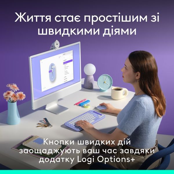 Миша LOGITECH POP with emoji - LILAC (L910-007414) 341592 фото