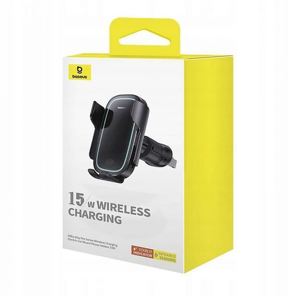 Автомобільний тримач З бездротовою зарядкою Baseus Milky Way Pro 15W (C40357000111-00) Black 281225 фото