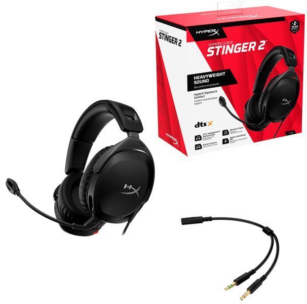 Гарнітура ігрова HyperX Cloud Stinger 2, mini-jack/dual 3.5мм, 2м/0.15м, чорний (519T1AA) 362896 фото
