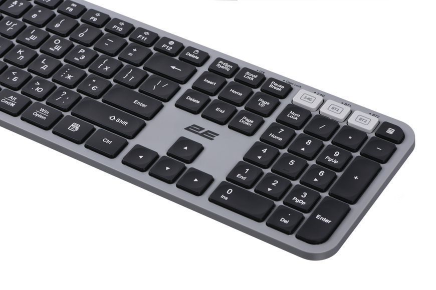 Комплект клавіатура та миша 2E MK440 WL/BT, EN/UK, сіро-чорний (2E-MK440WBGR_UA) 364224 фото