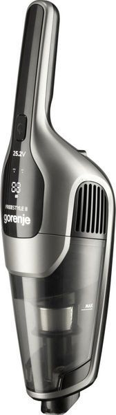 Пилосос Gorenje бездротовий, 165Вт, конт пил -0.6л, автон. робота до 60хв, HEPA, 2 в 1, підсвічування, індикатор, щітка- електротурбо, сірий (SVC25211 374629 фото