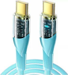 Кабель Essager Interstellar Transparent Design USB Charging Cable Type C to Type C 100W 1m (EXCTT1-XJ03-P) Blue 314510 фото