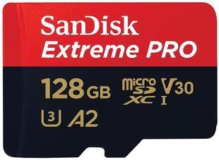 Карта пам'яті SanDisk microSD 128GB C10 UHS-I U3 R200/W90MB/s Extreme Pro V30 + SD (SDSQXCD-128G-GN6MA) 374702 фото