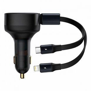 АЗП Baseus Enjoyment Retractable 2-in-1 Type-C + Type-C 33W (C00035500111-00) black 275378 фото