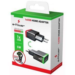 Сетевой адаптер E-Power 1USB+holder 1A 65160 фото