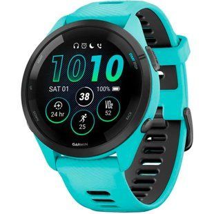 Смарт-годинник Garmin Forerunner 265 Black Bezel w. Aqua Case and Aqua/Black Silicone Band (010-02810-02,010-02810-12) 287739 фото