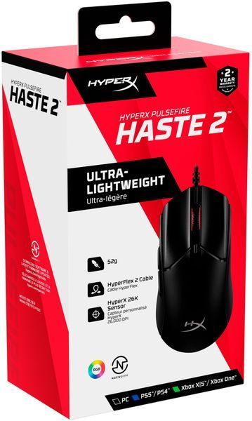 Миша HyperX Pulsefire Haste 2, RGB, USB-A, USB, чорний (6N0A7AA) 367197 фото
