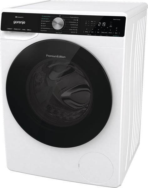Пральна машина Gorenje фронтальна, 10кг, 1400, A+++, 60см, дисплей, інвертор, пара, Wi-Fi, підсвітка барабану, білий (WNS14A4TWIFI) 375482 фото