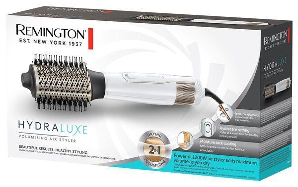 Фен-щітка Remington HydraLuxe, 1200Вт, 3 режими, іонізація, хол. обдув, кераміка, білий (AS8901) 380985 фото