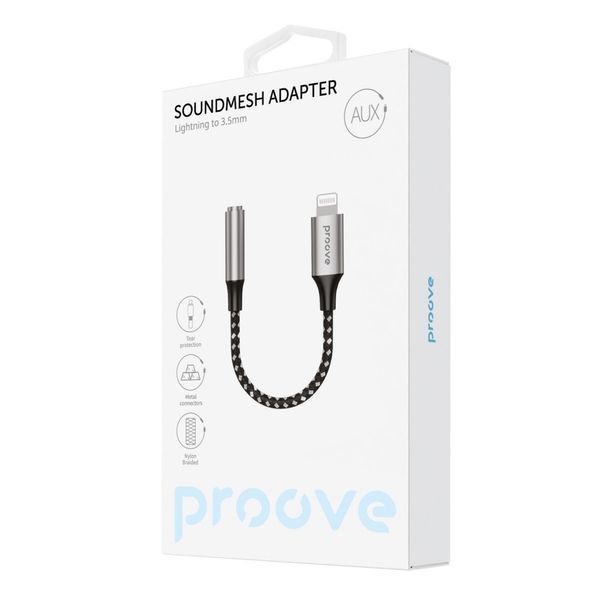 Перехідник AUX Proove SoundMesh Lightning to 3.5mm (ACSM00005101) Gray 286773 фото