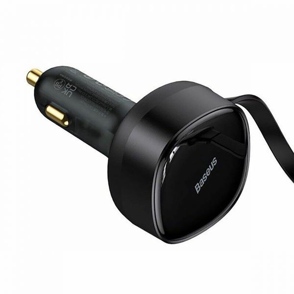 АЗП Baseus Enjoyment Retractable 2-in-1 Type-C + Type-C 33W (C00035500111-00) black 275378 фото