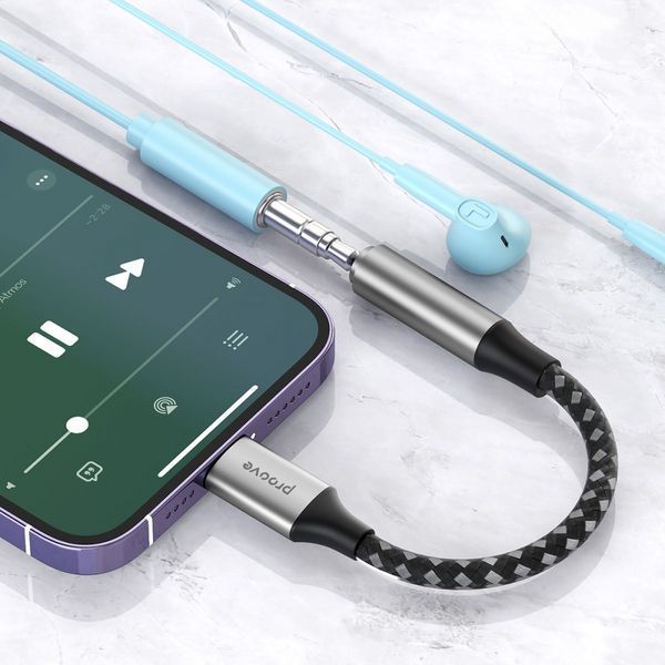 Перехідник AUX Proove SoundMesh Lightning to 3.5mm (ACSM00005101) Gray 286773 фото