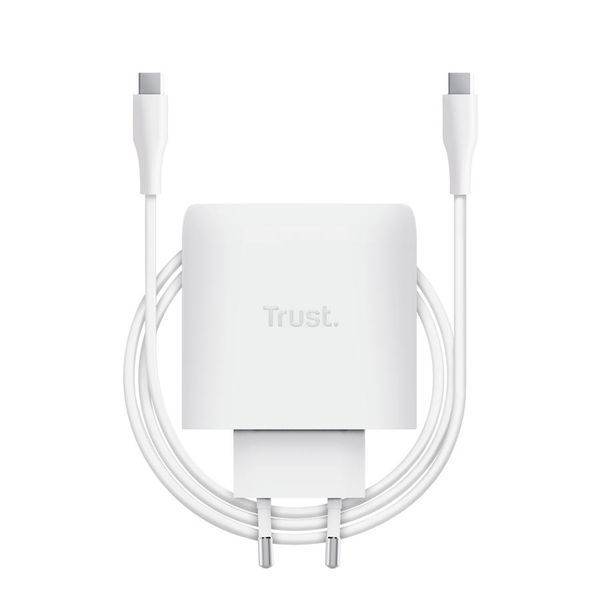 Зарядний пристрій мережевий Trust Maxo 65Вт, GaN, USB-C PD/PPS, білий 393198 фото
